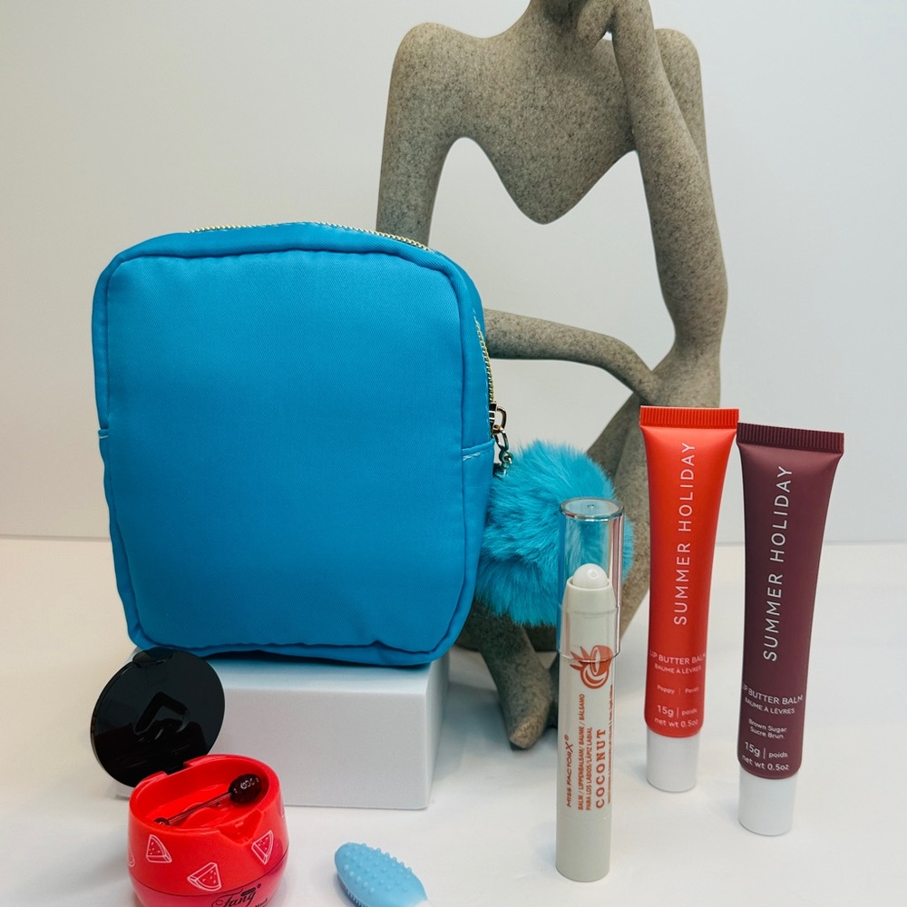 Skincare Set with Blue Pouch